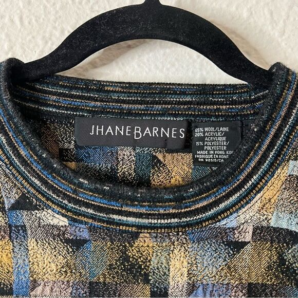 Jhane Barnes Vintage Wool Blend Sweater Size Large Crewneck Geometric Print - Picture 3 of 8
